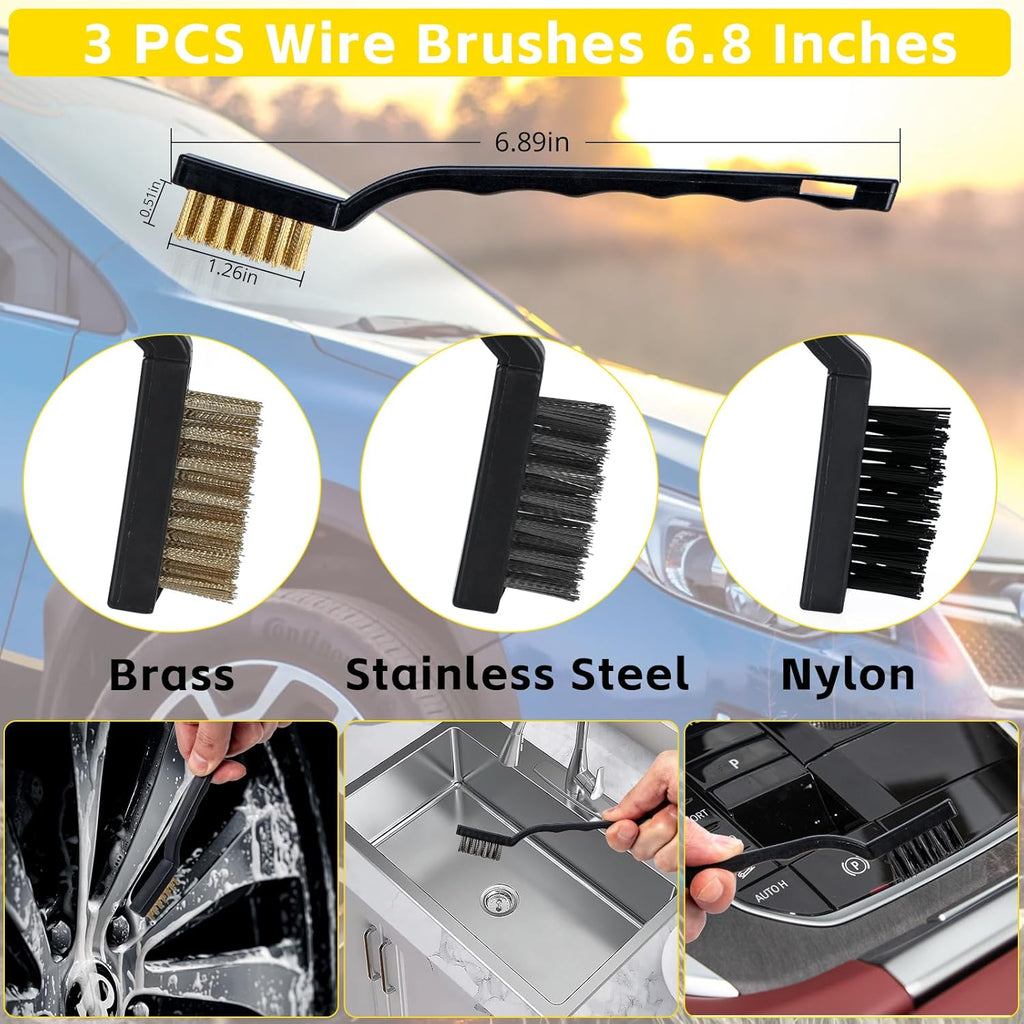 18Pcs Car Cleaning Kit Interior,Car Detailing Brush, Car Wash Kit Car Cleaning Kit Interior Detailing Kit for Car Wash Brush Kit Interior Exterior Wheels, Yellow