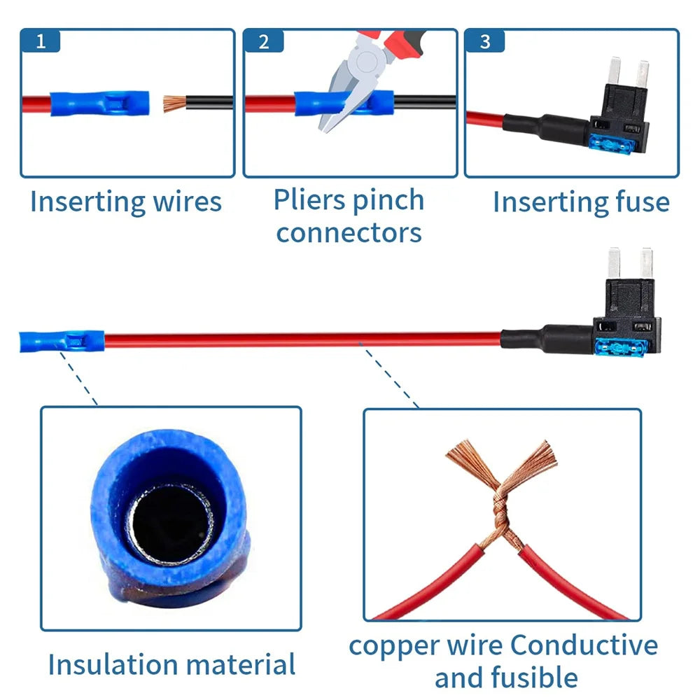 Upgraded Micro 2 Fuse Tap Adapter - Add a Circuit Fuse Tap 12V, Fuse Tap Adapter and 15AMP Fuses, Micro 2 Fuse Connector