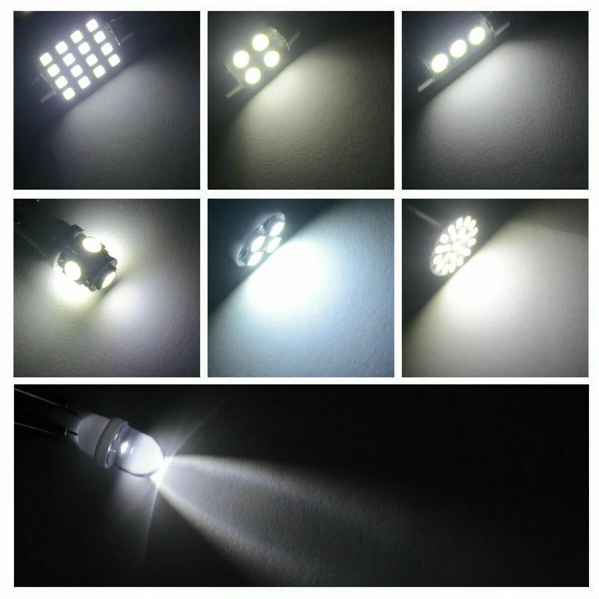 42Pcs LED Car Interior Lights T10 6000K SMD LED Replacement License Plate/Reading Light Bulbs Xenon White Interior Light