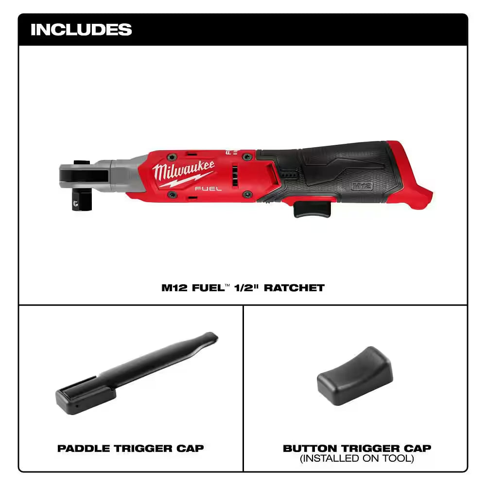 M12 FUEL 12V Lithium-Ion 1/2 In. Compact Cordless Ratchet, & 4. 0Ah (2-Pack)