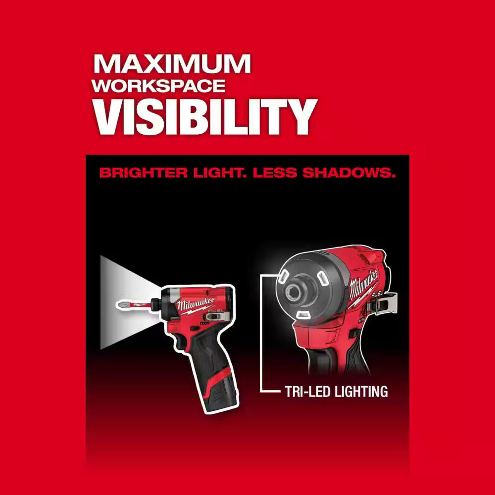 M12 FUEL 12-Volt Lithium-Ion Brushless Cordless 1/4 In. Hex Impact Driver Kit with M12 3/8 In. Ratchet