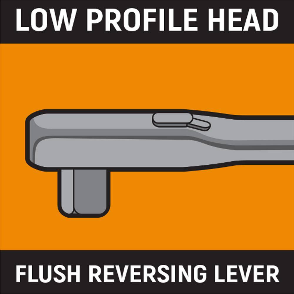 1/4 In. Drive 90-Tooth Long Handle Dual Material Teardrop Ratchet