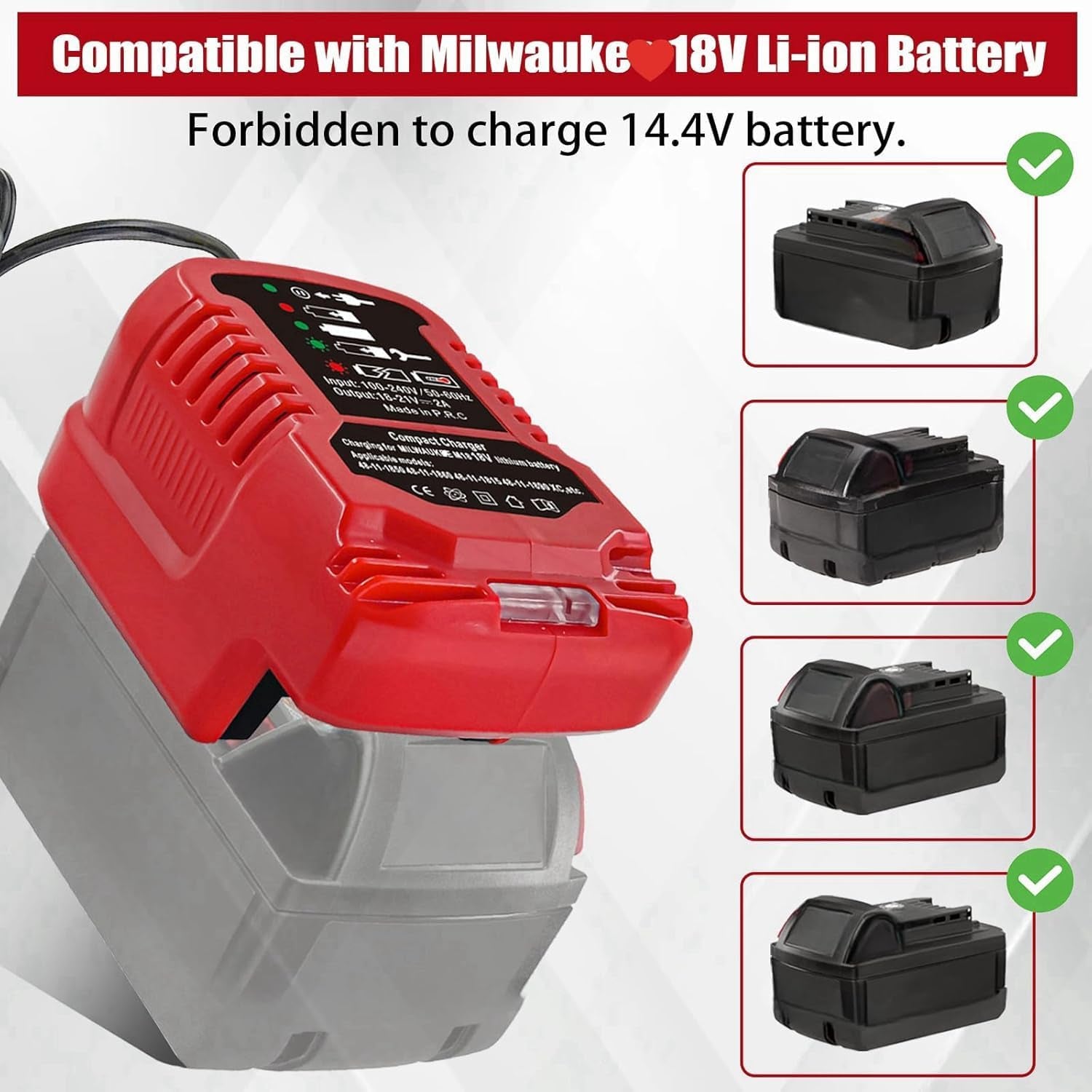 For Milwaukee Car Charger for M18 18V Battery - Fast Cigarette Charger for Milwaukee Batteries