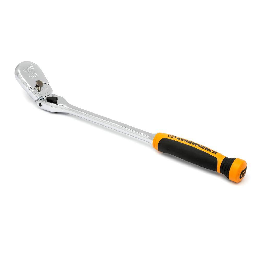 1/2 In. Drive 90-Tooth Dual Material Locking Flex Head Teardrop Ratchet with 17 In. Handle