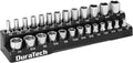 Magnetic Socket Organizer, 1/4" SAE Socket Tray Holds 26 Standard & Deep Sockets, Magnetic Sockets Holder