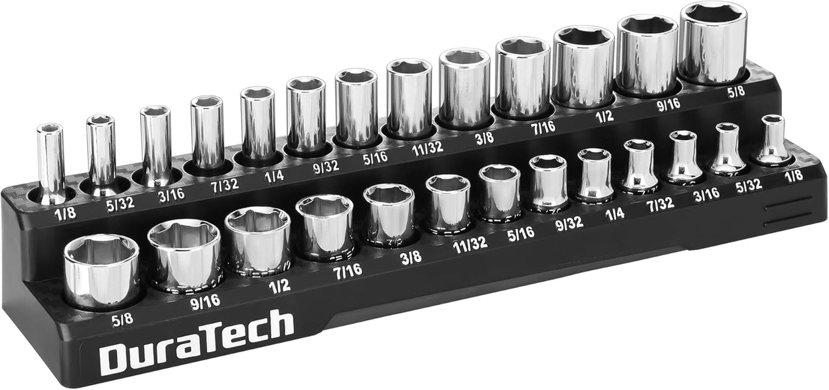 Magnetic Socket Organizer, 1/4" SAE Socket Tray Holds 26 Standard & Deep Sockets, Magnetic Sockets Holder