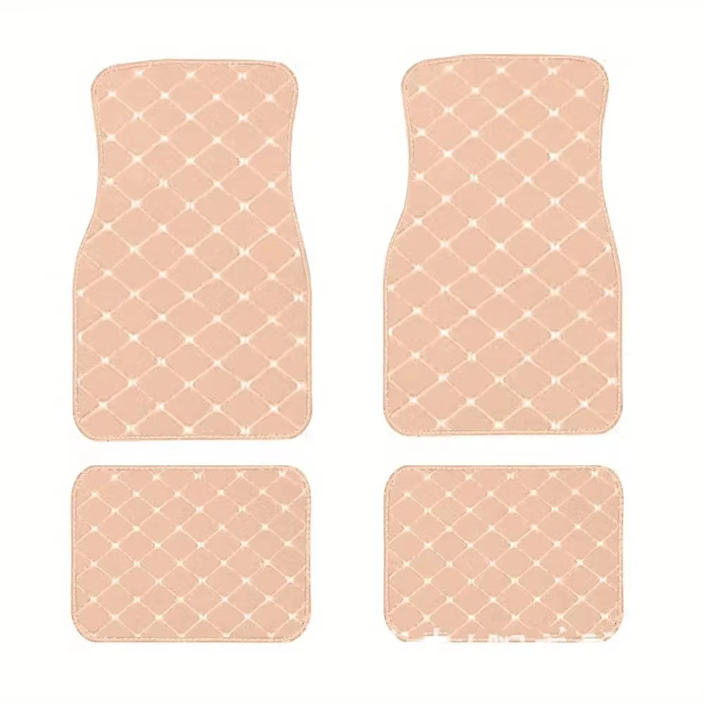 Car Floor Mats 4PCS Universal PU Leather Waterproof Auto Foot Pad Protector Carpet Front and Rear Mats Set Auto Accessories