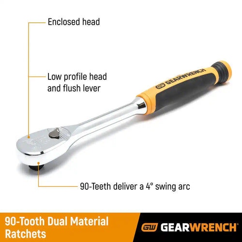 1/4 In. and 3/8 In. Drive 90-Tooth Dual Material Teardrop Ratchet Set (3-Pieces)
