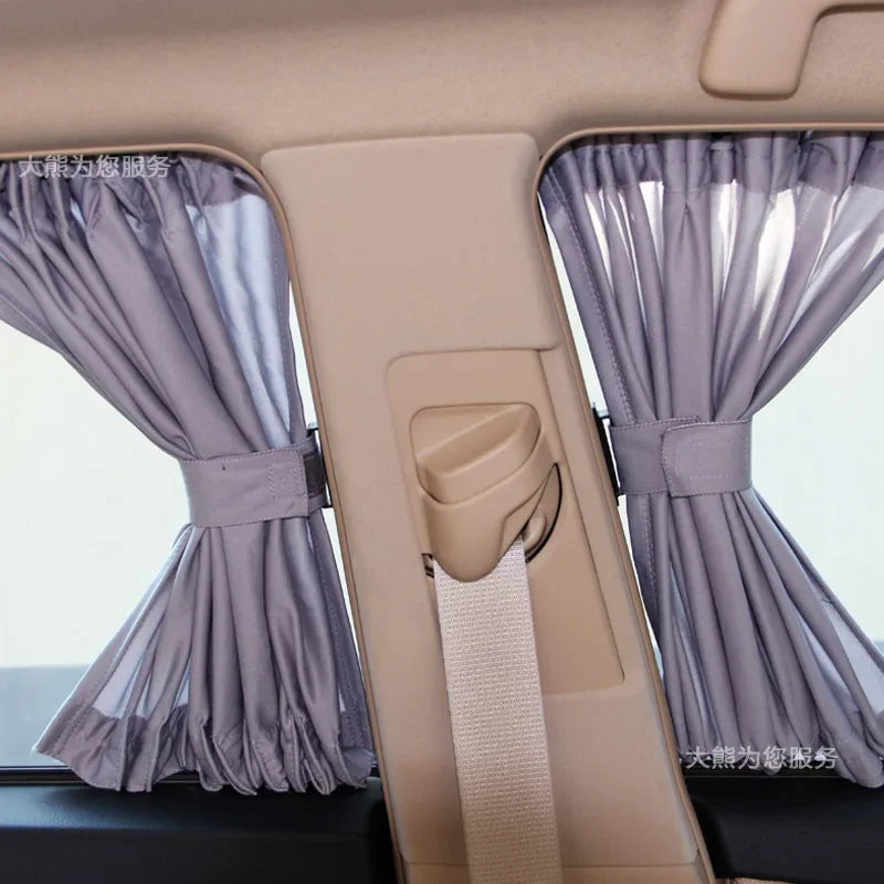 2Pcs 50Cm Car Sun Shade Side Window Curtain Auto Foldable Uv Protection Accessories Black Pure Cloth Auto Accessories