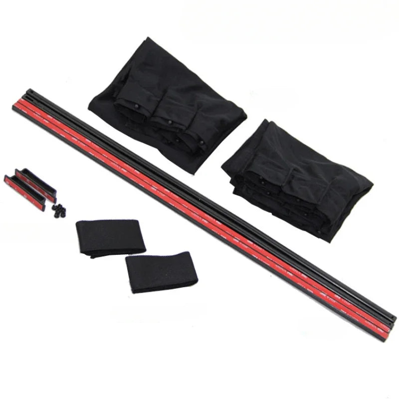 2Pcs 50Cm Car Sun Shade Side Window Curtain Auto Foldable Uv Protection Accessories Black Pure Cloth Auto Accessories